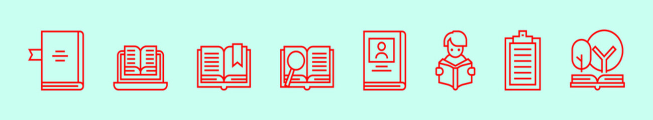 set of book cartoon icon design template with various models. vector illustration isolated on blue background