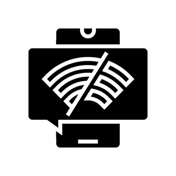 Wifi Disconnected Mobile Phone Glyph Icon Vector. Wifi Disconnected Mobile Phone Sign. Isolated Contour Symbol Black Illustration