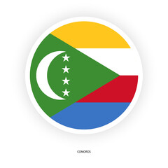 Comoros circle flag icon isolated on white background. Comoros circular flag icon with shadow on white background.