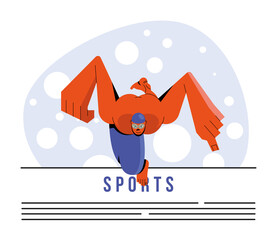 athlete swiming practicing sport character