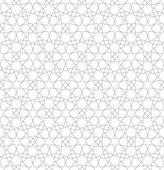 Background seamless pattern based on traditional islamic art.Black color.Fine lines.