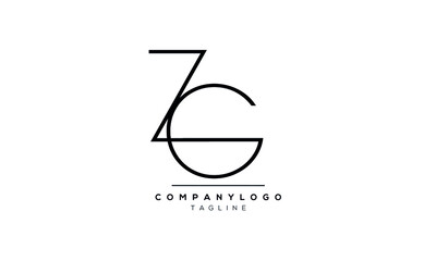Abstract Letter Initial ZG or GZ Vector Logo Design Template