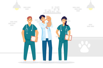 veterinary medical staff workers professions characters