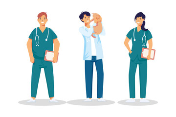 veterinary medical staff workers professions avatars characters