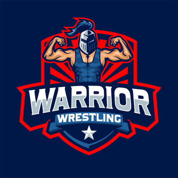 Warrior wrestling mascot logo
