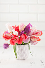 Bouquet of colorful tulips