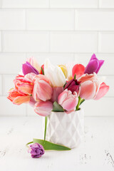 Bouquet of colorful tulips