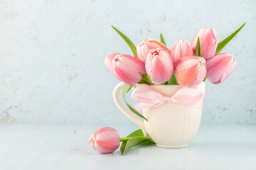 Bouquet of colorful tulips