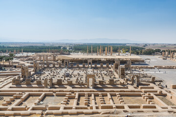 Aerial view of Persepolis in Shiraz, Iran. The ceremonial capital of the Achaemenid Empire. UNESCO...