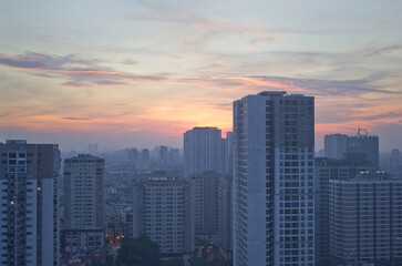 Fototapeta na wymiar Dawn landscape of downtown Hanoi, Vietnam.