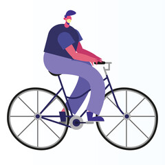 man wearing medical mask riding bicycle activity