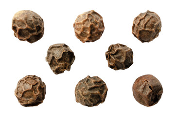 Black pepper isolated on white background, top view. Spice, macro. Macro of black pepper on a white background. Black pepper on a white background, top view, closeup. Dry peppers on a white background