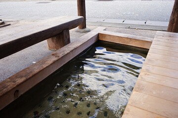 Foot bath, Foot Spa, at Gero Onsen, Hot Spring, in Gifu, Japan - 日本 岐阜 下呂温泉 足湯