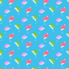 Seamless pattern design of soaps and bubbles for healthcare and textile fabric design.