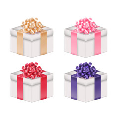 Realistic 3D Gift Box with Bow and Ribbon. Vector Illustration EPS10