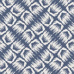 Photo sur Plexiglas 3D Fond de damassé floral imprimé en lin de ferme français sans couture. Texture motif lin gris bleu Provence. Arrière-plan flou tissé de style shabby chic. Imprimé textile rustique sur l& 39 ensemble