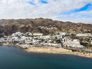 Fototapeta premium Vista aérea de la playa de Mojacar, Andalucia