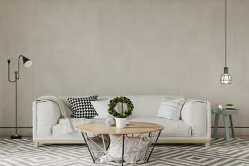 modern living room with furniture, 3d render