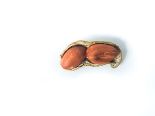 Peanuts and seeds in shells on an isolated white background