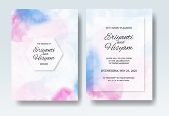 Wedding invitation with abstract splash watercolor