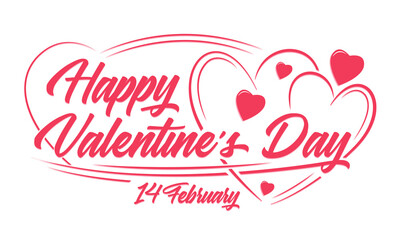 happy valentines day lettering background with heart illustration