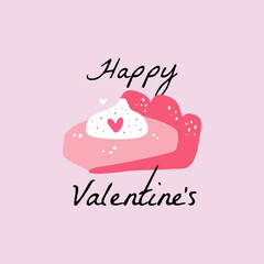 Be my valentine quote with Cake illustration