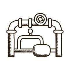 oil pipeline with tap drawn style icon