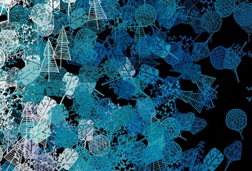 Dark BLUE vector elegant wallpaper with trees, branches.