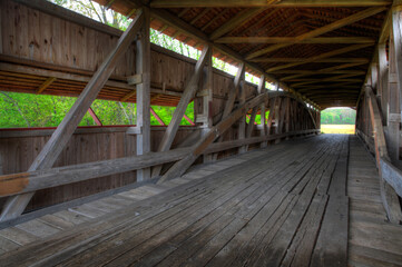 Interior of Neet Covered Bridge in Indiana, United States