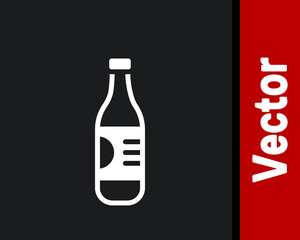 White Bottle of water icon isolated on black background. Soda aqua drink sign. Vector.