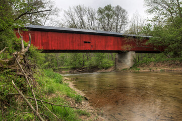 View of Pine Bluff Covered Bridge in Indiana, United States