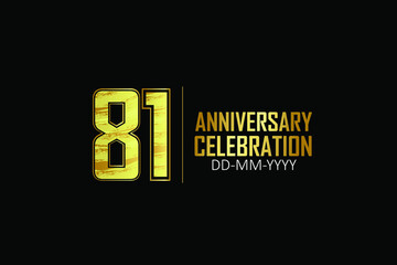 Fototapeta premium 81 year anniversary celebration Yellow Golden Color Sporty Design logotype. anniversary logo isolated on Black background, for celebration, invitation card, and greeting card - Vector