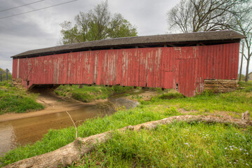 Fototapeta na wymiar View of Sim Smith Covered Bridge in Indiana, United States