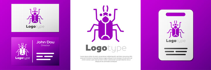 Logotype Beetle bug icon isolated on white background. Logo design template element. Vector.
