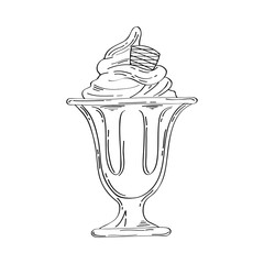 delicious ice cream in cup drawn icon
