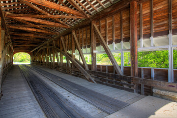 Fototapeta na wymiar Interior of Westport Covered Bridge in Indiana, United States