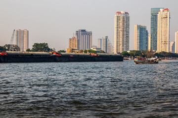 Fototapeta premium Bangkok Thailand Southeast Asia Traveling on the Chao Phraya River as part of an educational tour