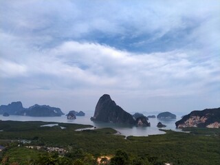 Aerial view Phang Nga bay view from Samed Nang Che.