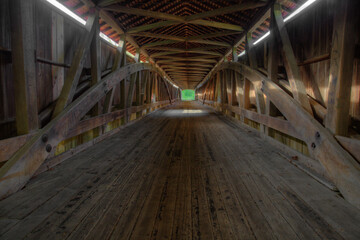 Interior of Deers Mills Covered Bridge in Indiana, United States