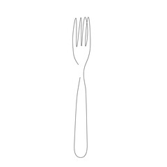 Fork silhouette line drawing, vector illustration