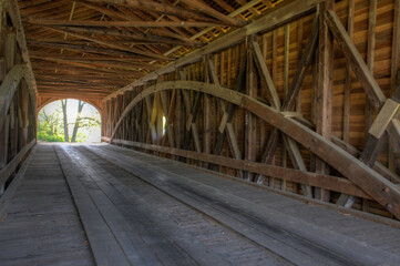 Interior of Guilford Covered Bridge in Indiana, United States
