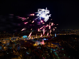 Festive fireworks over the night city	
