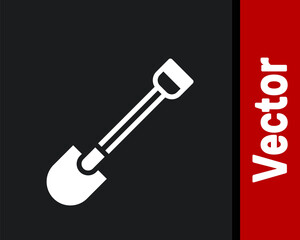 White Fire shovel icon isolated on black background. Fire protection equipment. Equipment for firefighter. Vector.