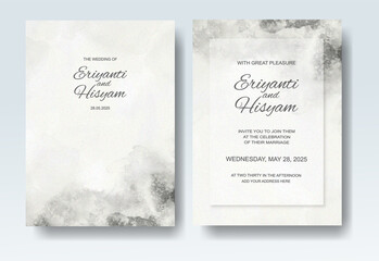 Wedding invitation with abstract splash watercolor