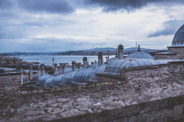 Panoramic view of Istanbul, Turkey. Istanbul at the Suleymaniye Complex