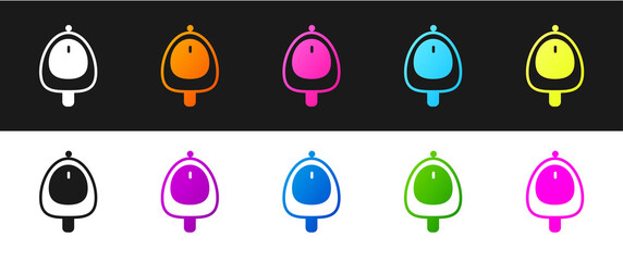 Set Toilet urinal or pissoir icon isolated on black and white background. Urinal in male toilet. Washroom, lavatory, WC. Vector.