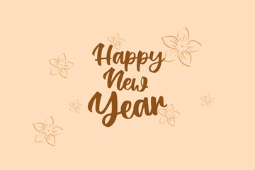Happy New Year  Beige Card Lettering Design