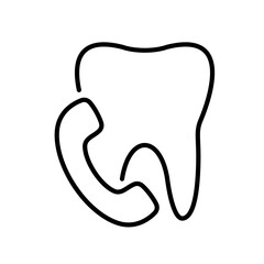 Dental Call Icon. Making appointment with dentist icon. Calling to dental clinic symbol. Call and contact sign. Dental service information call center