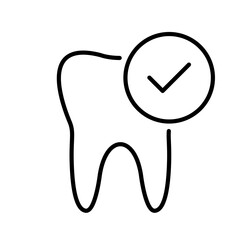 Dental Check icon. Tooth vector. Medical dental care sign tooth and check mark.
