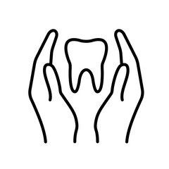 Tooth care icon. Dental hygiene. Tooth icon in the center, as a symbol of dental care. Concept of dental care.